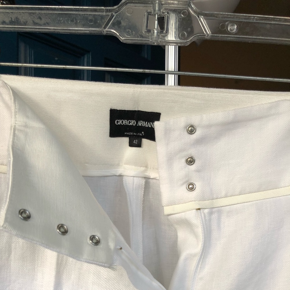 Armani white linen pants